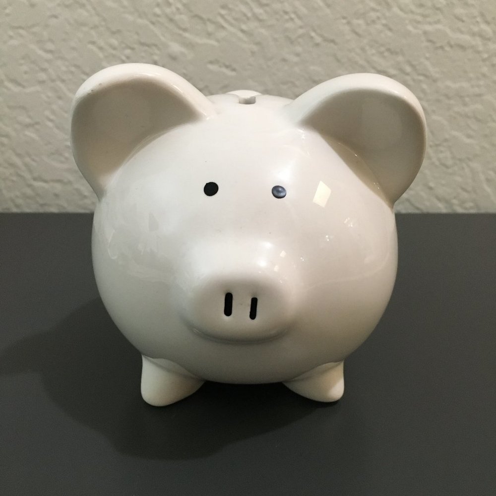 Simple White Piggy Bank Ceramic Collectable